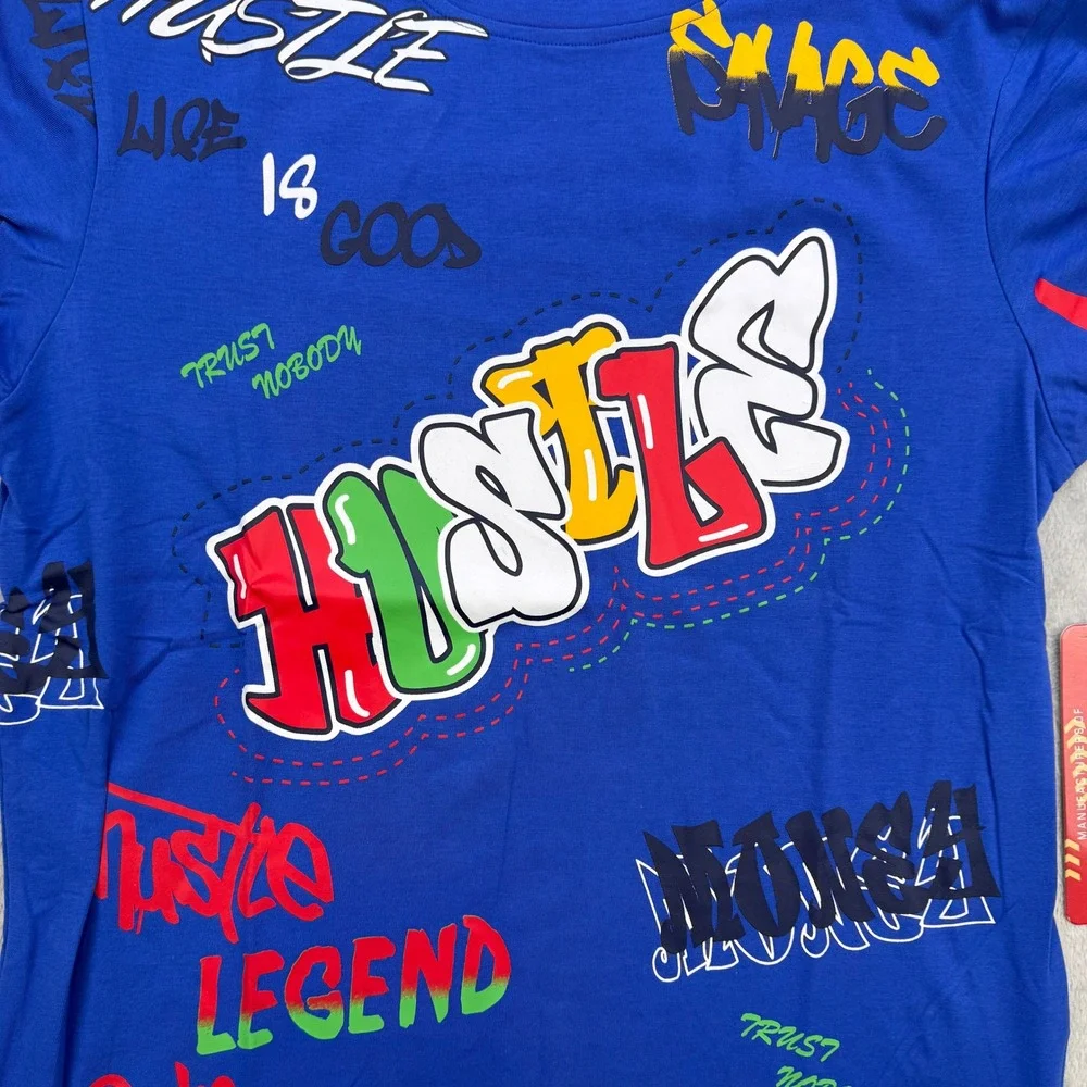 Waimea Graphic Tee Mens Small Blue Hustle Legend Drip‎ Graffiti Streetwear New